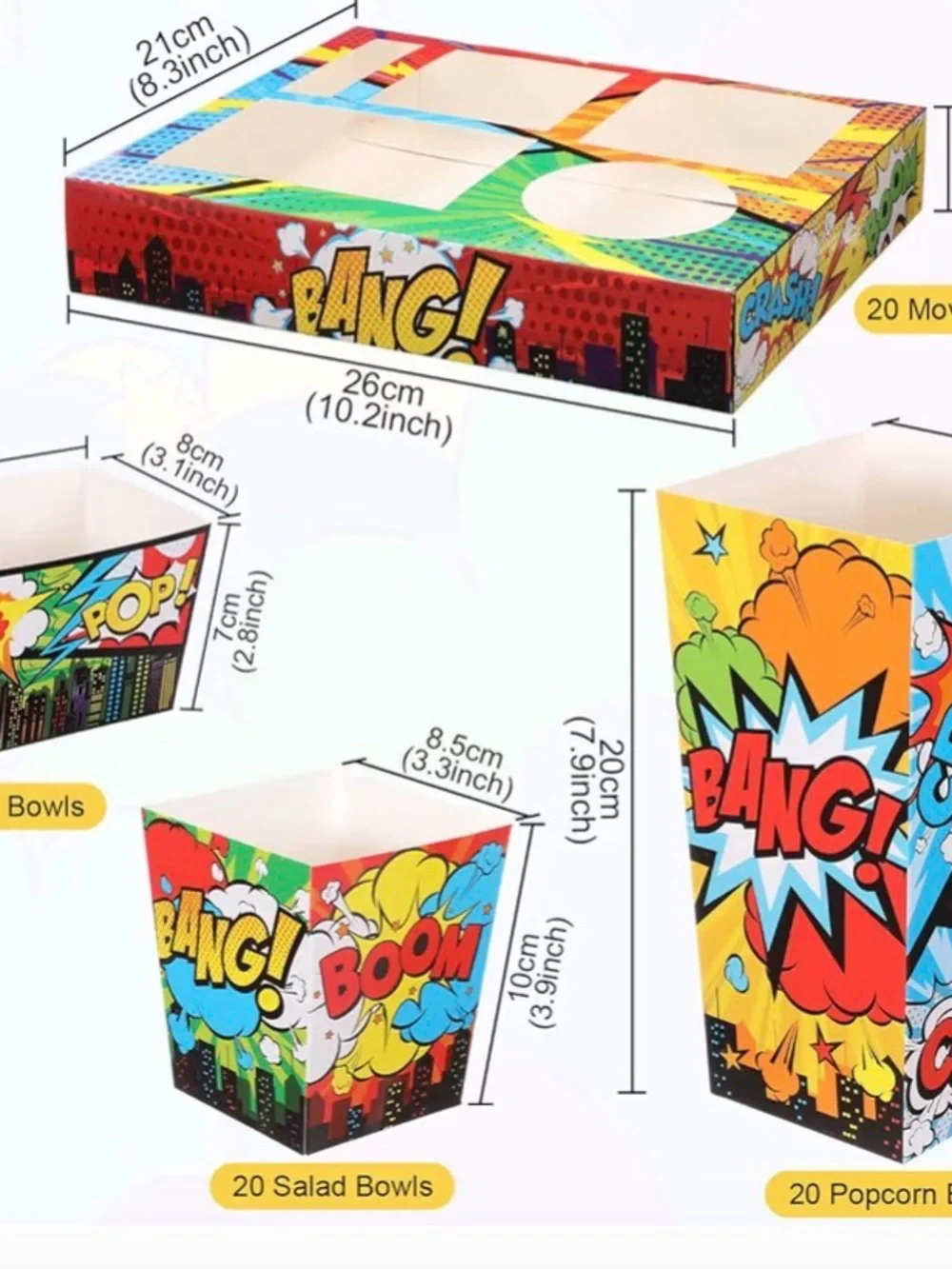 18 count Movie themed Party disposable Snack tray sets multicolor